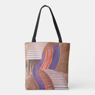Vintage Art Deco Jazz Pochoir Trappstegsmönster Tygkasse