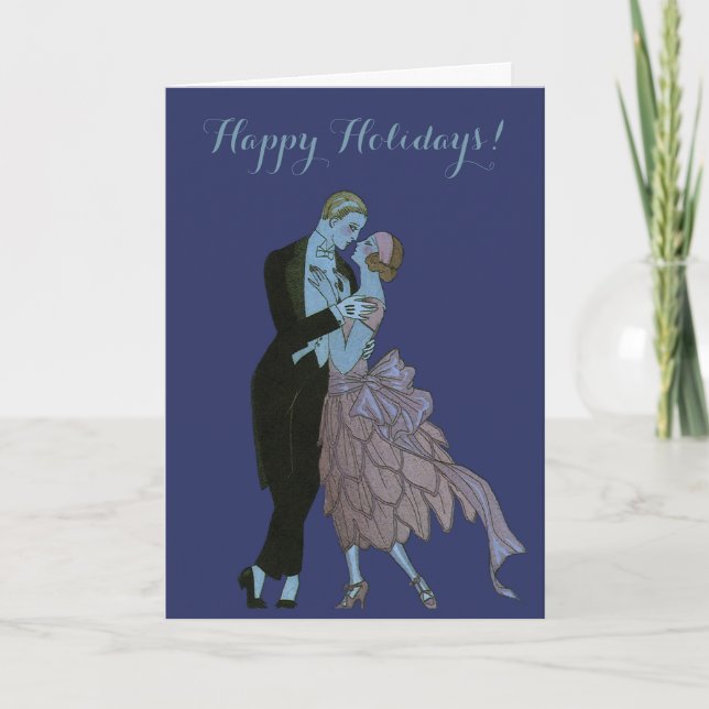 Vintage Art Deco-jul, Newlyweds Dance Helgkort (Framsida)