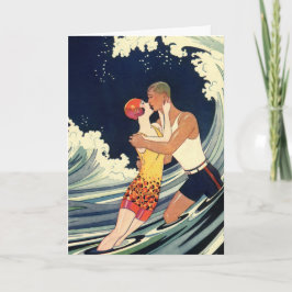 Vintage Art Deco-julen, Kärlek och Romantik-vågen Helgkort
