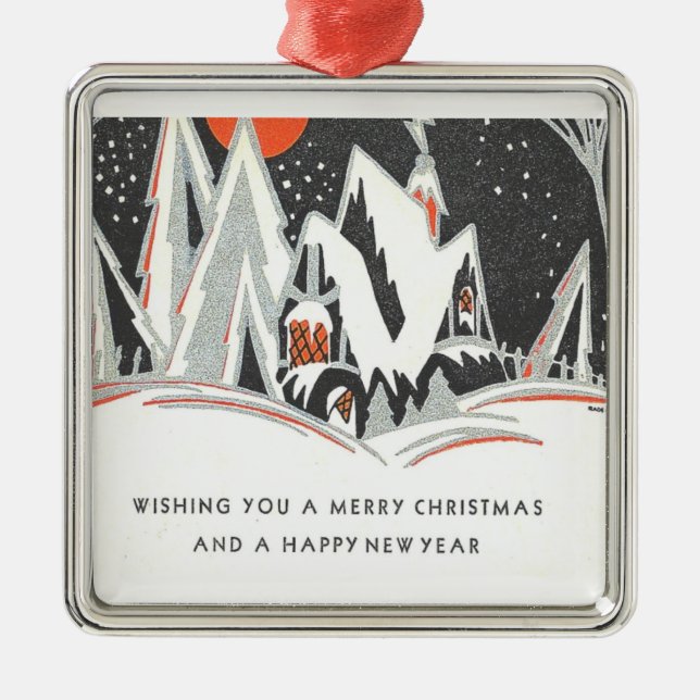 Vintage Art Deco Julgransprydnad Metall (Framsidan)