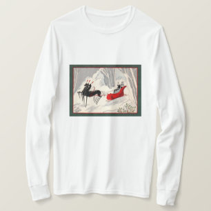 Vintage Art Deco julkort med slädfärd T-shirt