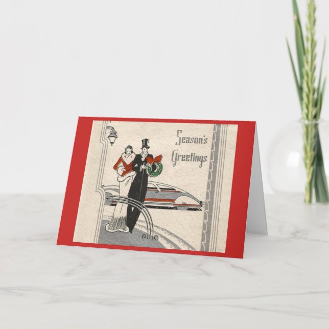 Vintage Art Deco-julparet, Helgkort (Framsida)