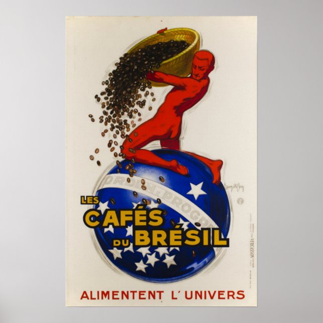 Vintage Art Deco-kaffeannonsering Poster (Framsidan)