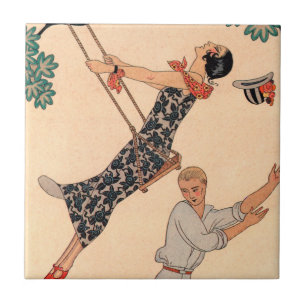Vintage Art Deco Kärlek, George Barbiers svängning Kakelplatta