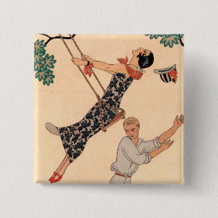 Vintage Art Deco Kärlek, George Barbiers svängning Knapp