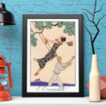 Vintage Art Deco Kärlek, George Barbiers svängning Poster<br><div class="desc">Vintage illustration av kärlek och romantik art deco-bilden med ett par flirtande, uppspelande och omsorgsfullt i parken under vår-säsongen. Kvinnan svänger på en sväng från träd, hennes hatt faller av och hon bär en vacker blommigt klänning med blommor i blomning. Mannen står bakom henne och pressar henne försiktigt. L'Escarpolette (alias...</div>