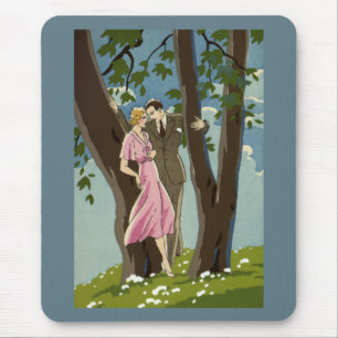 Vintage Art Deco Kärlek och Romantik Nygifta Par Musmatta