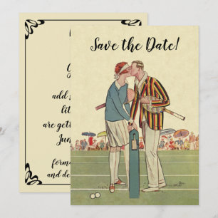 Vintage Art Deco Kärlek Romantik tennis Spara datu Inbjudningar