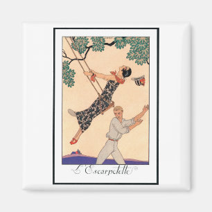 Vintage Art Deco Kärlek, Svängen av George Barbier Magnet