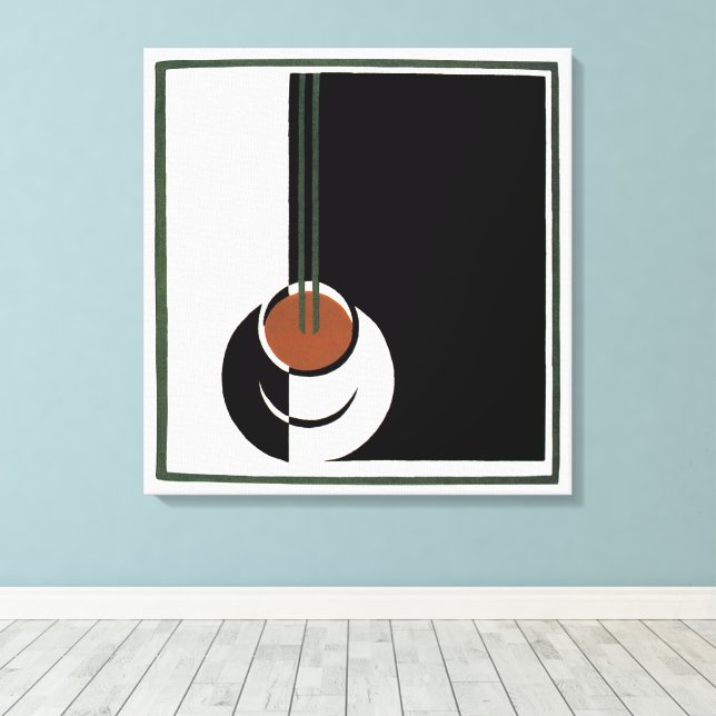 Vintage Art Deco, kopp kaffe med ånga Canvastryck (Insitu (trägolv))