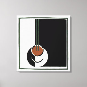 Vintage Art Deco, kopp kaffe med ånga Canvastryck