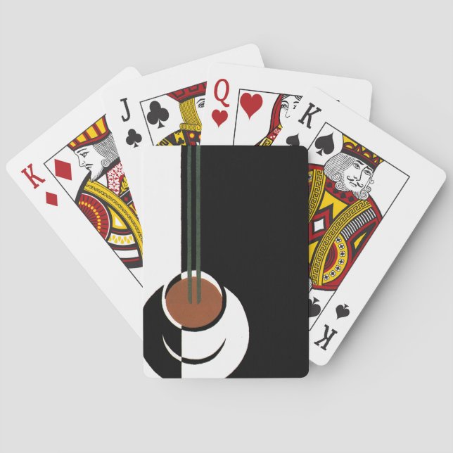 Vintage Art Deco, kopp kaffe med ånga Casinokort (Baksidan)