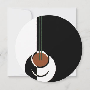 Vintage Art Deco, kopp kaffe med ånga Inbjudningar