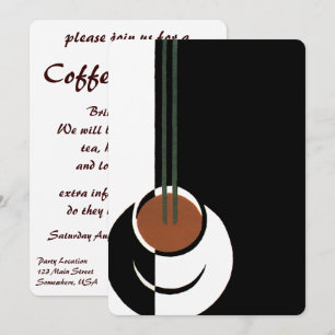 Vintage Art Deco, kopp kaffe med ånga Inbjudningar