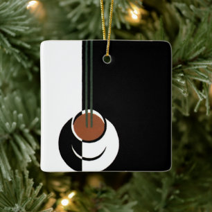 Vintage Art Deco, kopp kaffe med ånga Julgransprydnad Keramik