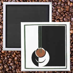 Vintage Art Deco, kopp kaffe med ånga Magnet