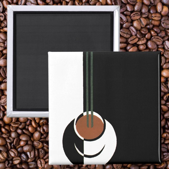 Vintage Art Deco, Kopp om kaffe med ånga Magnet (Skapare uppladdad)
