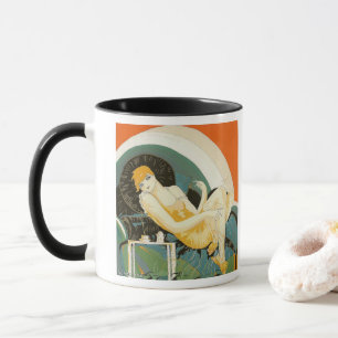 Vintage Art Deco Kvinna Liggande på soffa, Chompre Mugg