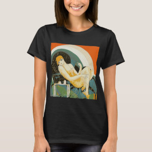 Vintage Art Deco Kvinna Liggande på soffa, Chompre Tee