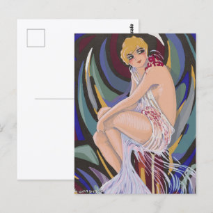 Vintage Art Deco Kvinna med Drapéer av S. Chompre Vykort