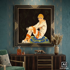 Vintage Art Deco-kvinna, rökande av S. Chompre Poster