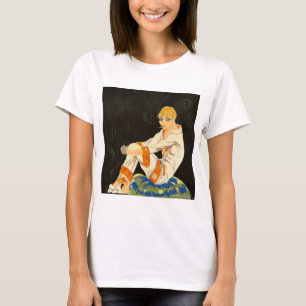 Vintage Art Deco Kvinna, Rökande av S. Chompre Tee Shirt