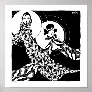Vintage Art Deco Kvinnors scarfar och Poster