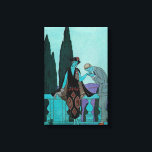 Vintage Art Deco La Villa d'Este av George Barbier Canvastryck<br><div class="desc">Vintage illustration av kärlek och romantik art deco-bilden med en man som kysser en kvinnas hand på balkongen vid la villa d'Este av konstnären George Barbier, 1922. Newlyweds på sin smekmånad på en romantisk gods i Italien.</div>