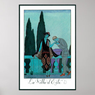 Vintage Art Deco La Villa d'Este av George Barbier Poster