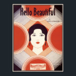 Vintage Art Deco Lakan Music Hej Snyval Poster<br><div class="desc">Konst-dekredesign från Jazz-åldern med flappers och taleles. Snygg flicka på en bakgrund av reflekterande cirklar på röda,  grått,  kräm och svart. Från musiken i lakan efter kompositör Walter Donaldson. Antikalkonst för dina väggar.</div>