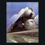 Vintage Art Deco Locomotive Tåg AD Poster<br><div class="desc">Det här är en digitalt utökad vintage av Dreyfuss formade J-3a Hudson-lokomotiv som användes på New York Central-annonser och som målades av Leslie Ragan 1938.</div>