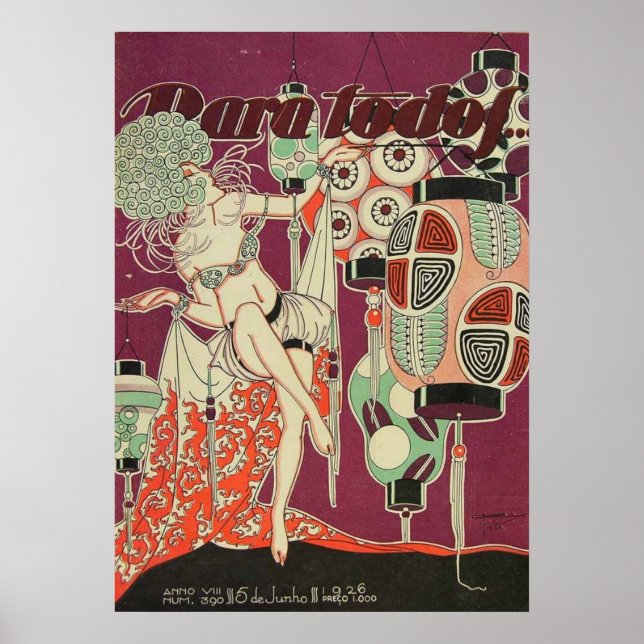 Vintage Art Deco-lykta Kvinna Affisch – 1920-talet (Framsidan)