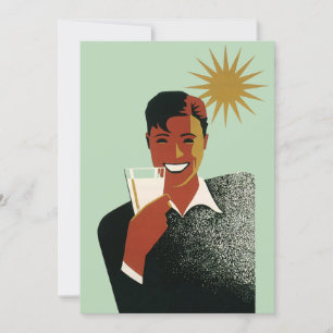 Vintage Art Deco Man, Kall Drinks under sommaren