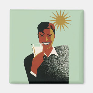 Vintage Art Deco Man, Kalla Drycker på Sommaren Magnet