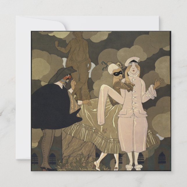 Vintage Art Deco Maskerad Kostymfest Inbjudningar (Framsida)