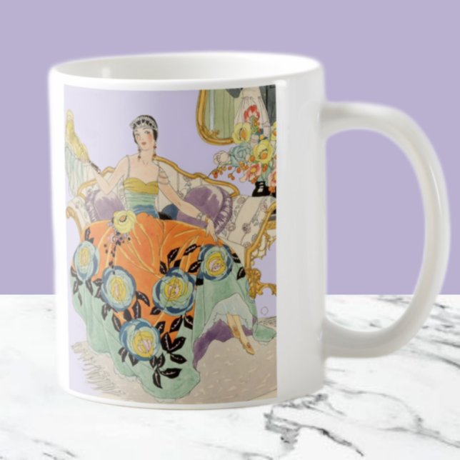 Vintage Art Deco-modaillustration  Elegant  Kaffemugg (Skapare uppladdad)