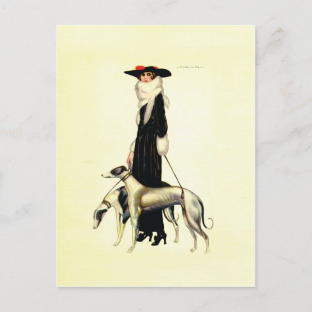 Vintage Art Deco Mode Vykort (Framsida)