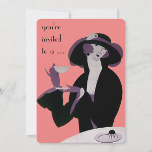 Vintage Art Deco Möhippa Party-inbjudan Inbjudningar