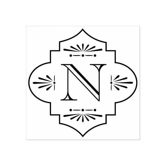 Vintage Art Deco Monogram - början Stämpel (Tryck)