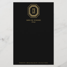 Vintage Art Deco Monogram Guld/Black Flygblad