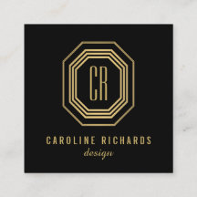 Vintage Art Deco Monogram Guld/Black