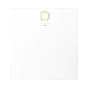Vintage Art Deco Monogram Guld/White Anteckningsblock