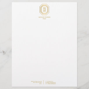 Vintage Art Deco Monogram Guld/White Brevhuvud