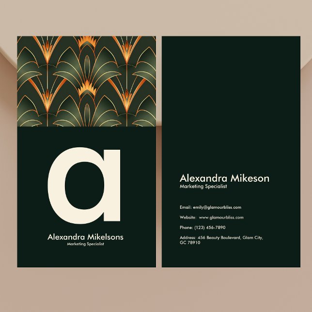 Vintage Art Deco Monogram Visitkort (Skapare uppladdad)