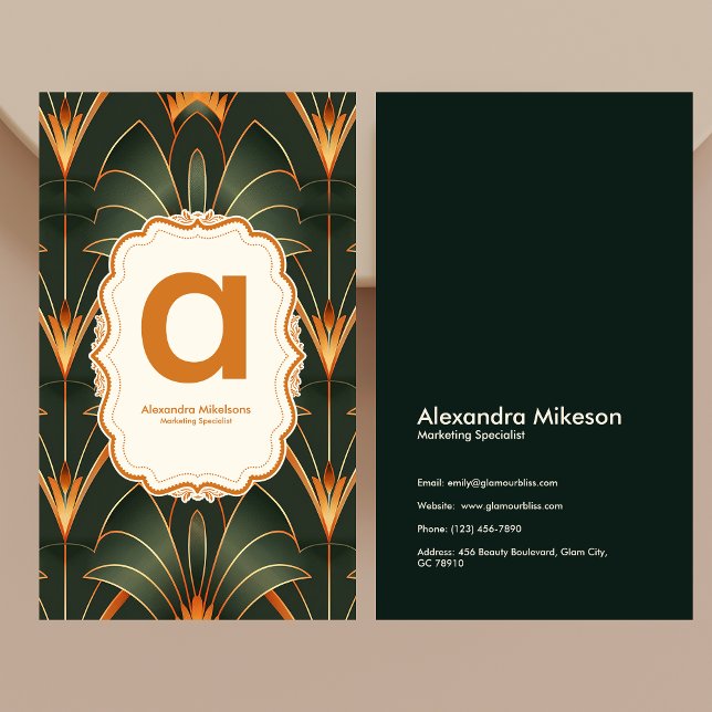 Vintage Art Deco Monogram Visitkort (Skapare uppladdad)