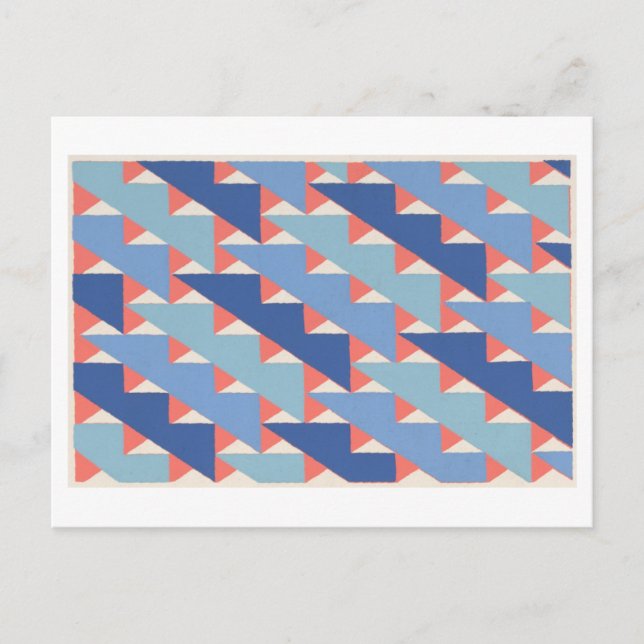Vintage Art Deco-mönster i blått Vykort (Framsida)