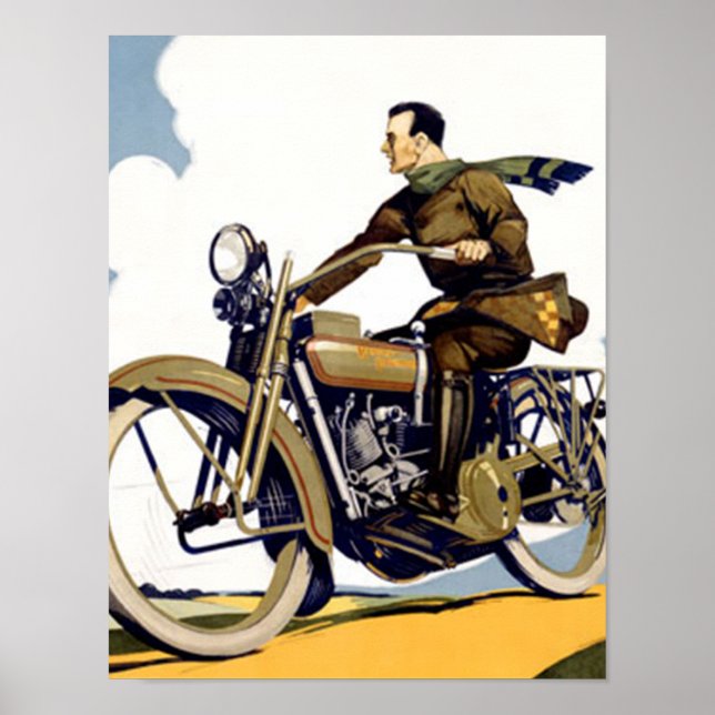 Vintage Art Deco motorcykeltryck Poster (Framsidan)