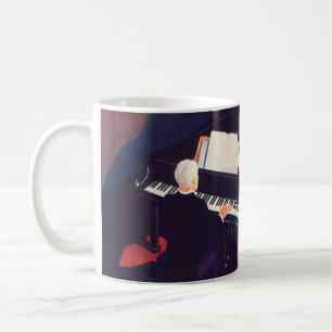 Vintage Art Deco Musik Lounge Pianospelare Pianist Kaffemugg