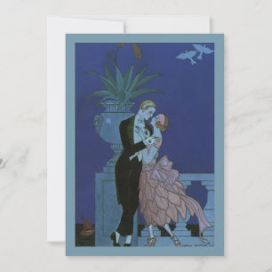 Vintage Art Deco Newlyged Inbjudningskort för möhi