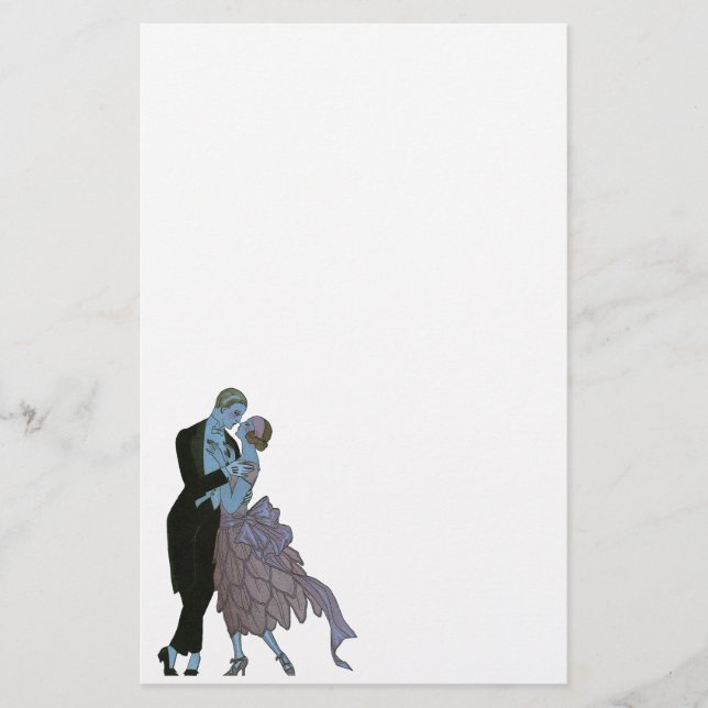 Vintage Art Deco Newlyweds, Kärlek Bröllop Dance Brevpapper (Framsida)